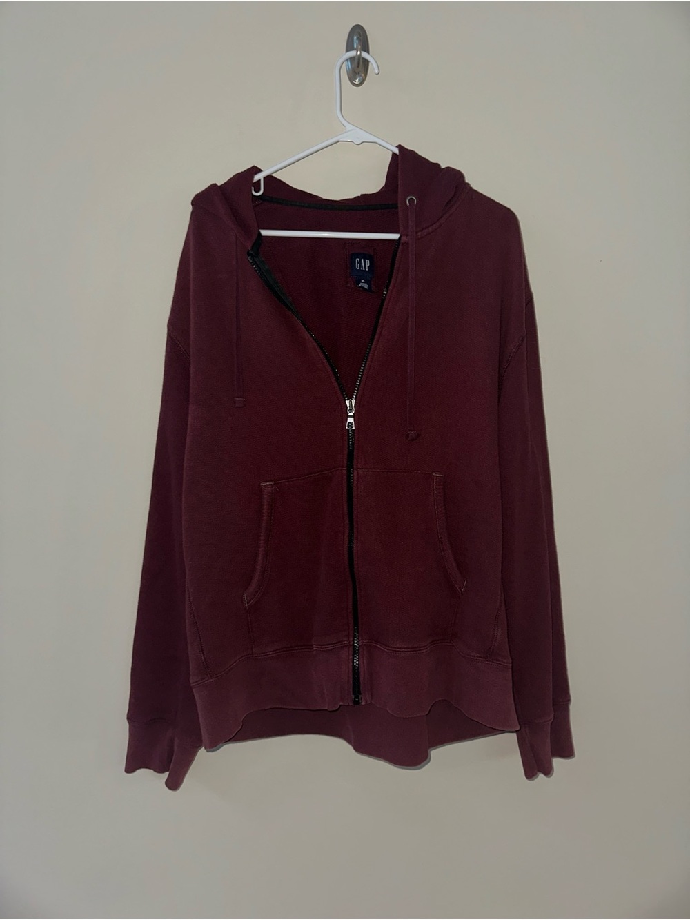 GAP Zip-Up Hoodie in Wine Red